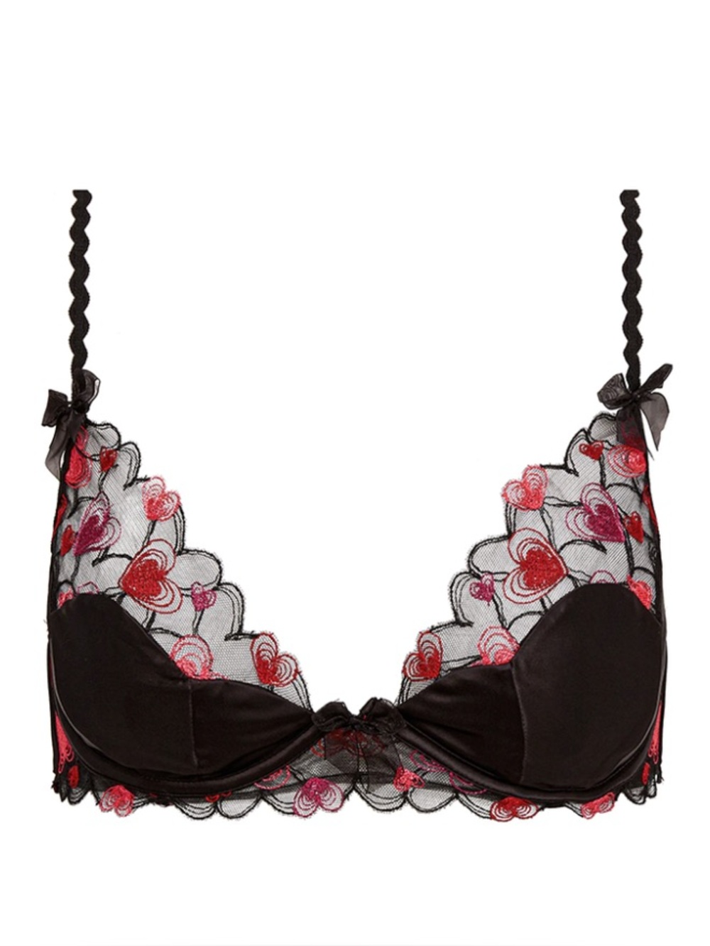 For Love & Lemons Love Potion Heart Embroidered Plunge Underwire Bra NWT Medium